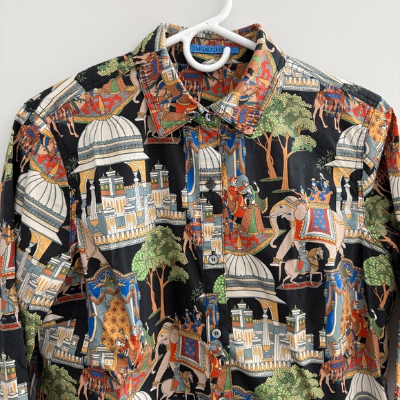 J MCLAUGHLIN LOIS SHIRT POPLIN PALACE STRETCH COTTON ELEPHANT ASIAN MOTIF S - Picture 3 of 11
